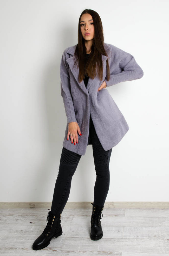 PŁASZCZ DŁUGI WEŁNIANY ALPAKA- SZARY