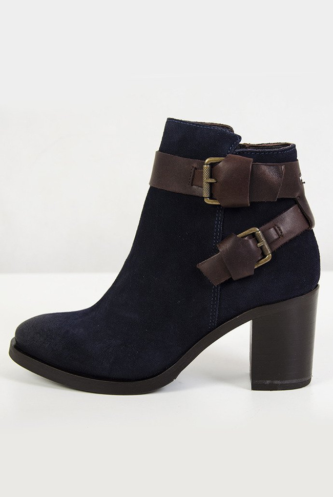 Tommy Hilfiger granatowe botki z paskami