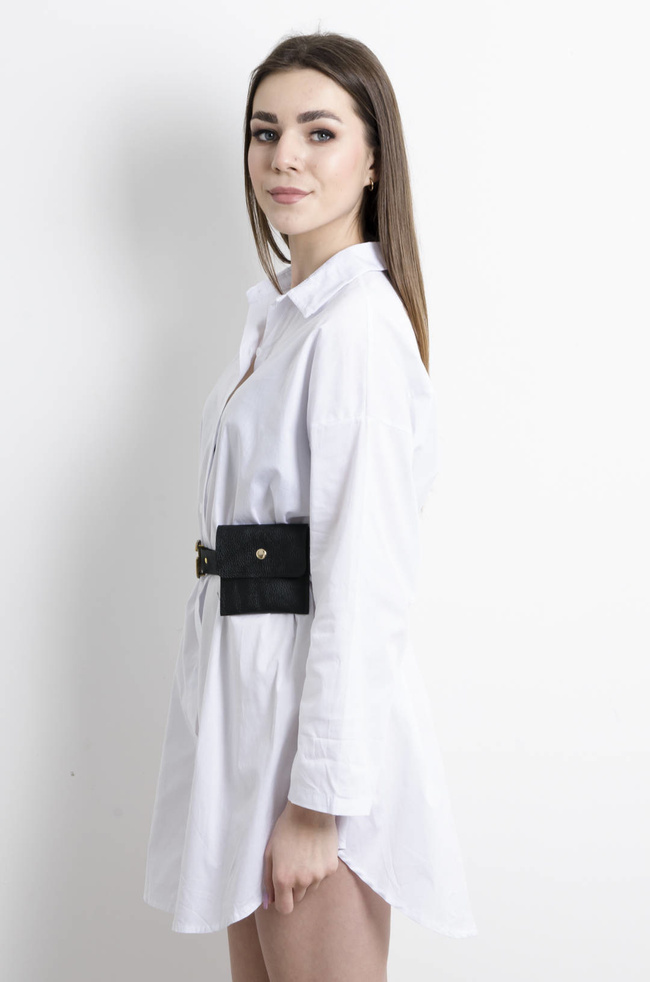 KOSZULA DŁUGA Z PASKIEM I SASZETKĄ- BIAŁA