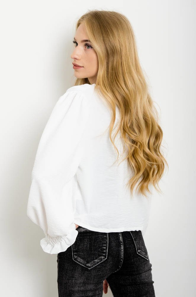 BIAŁA ZAPINANA BLUZKA Z WIĄZANIEM NA DOLE