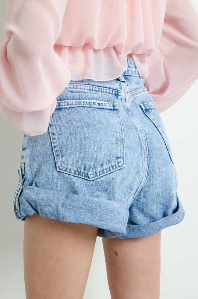 SZORTY JEANSOWE Z GUMĄ - WYSOKI STAN 