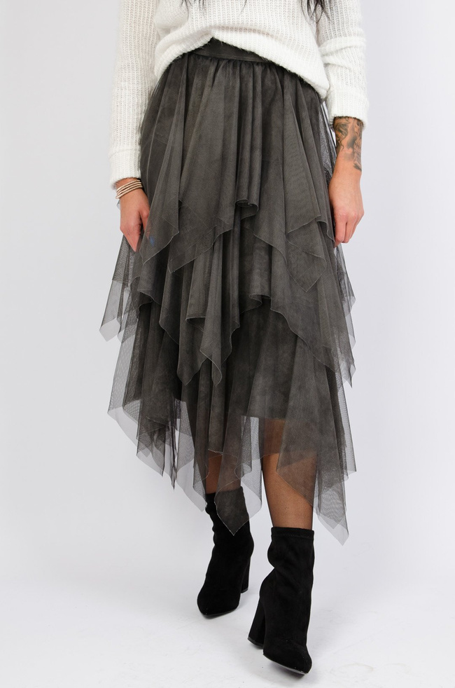 SZARA SPÓDNICA Z TIULU