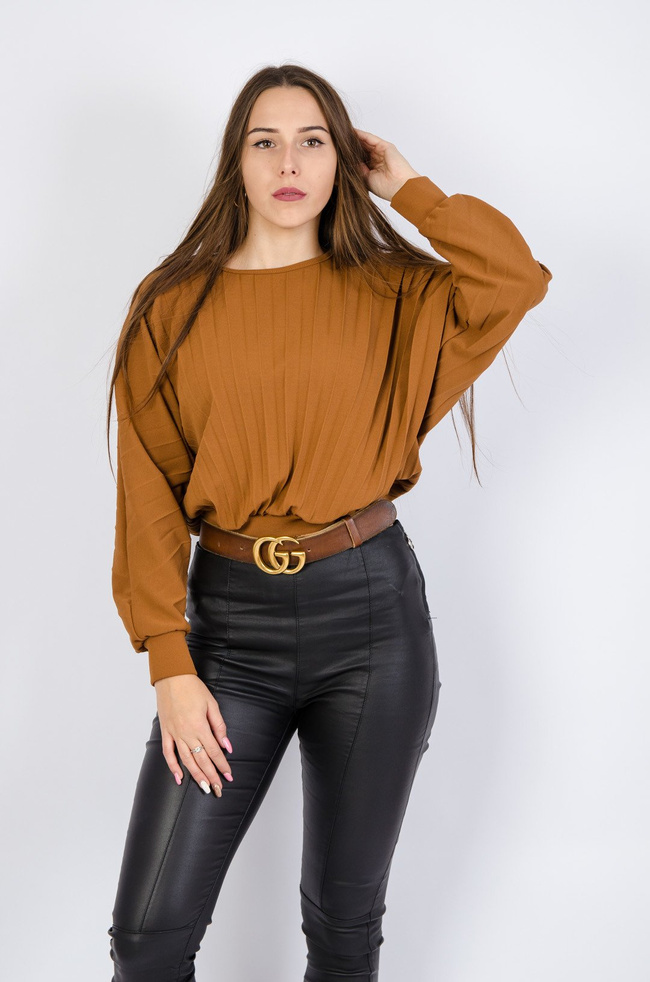 Brązowa plisowana bluzka 