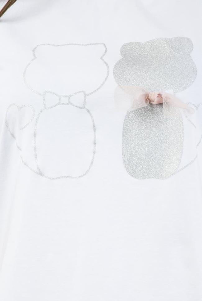 Biała bluzka z kotkami i kokardką