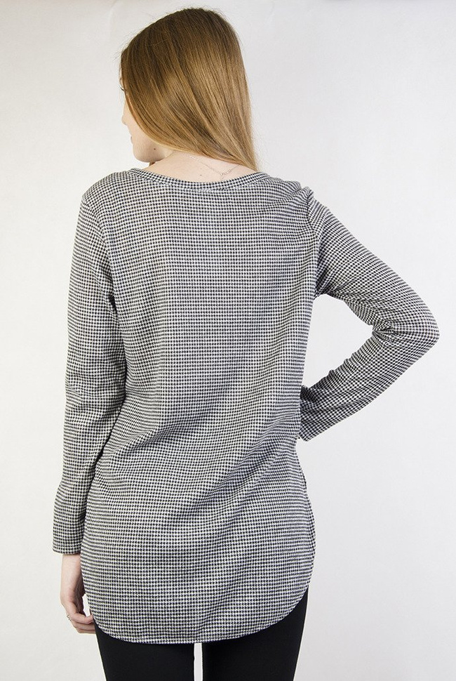Asymetryczna bluzka w szaro-czarne wzorki