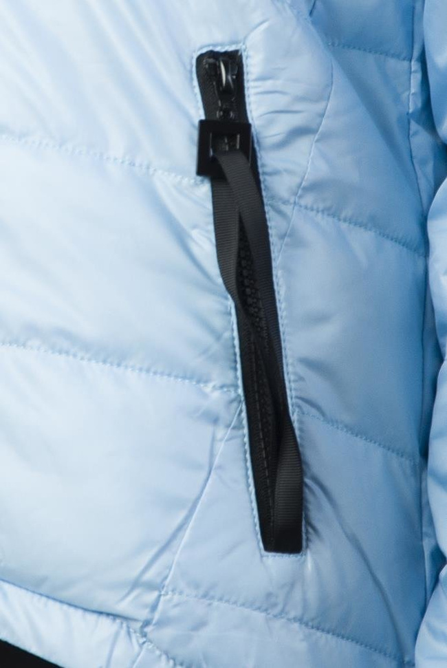 Wiosenna, niebieska, asymetryczna kurtka pikowana