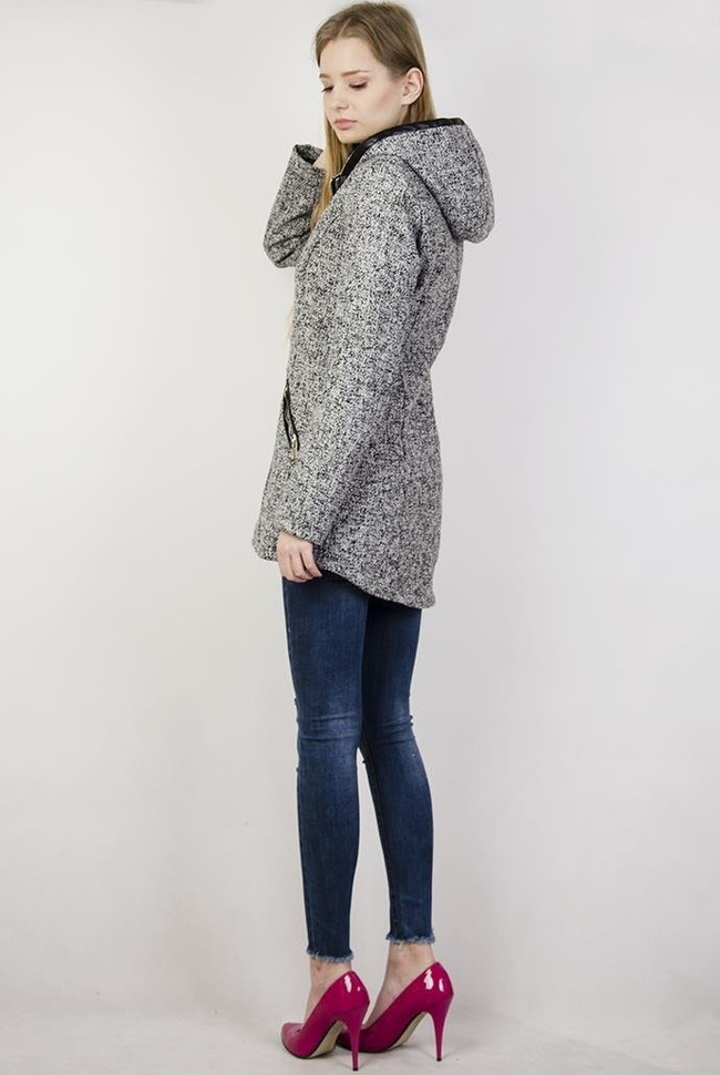 Jasnoszary płaszcz zapinany na zamek