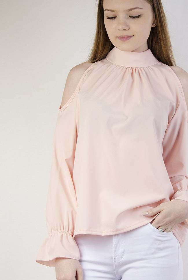 Różowa bluzka z wiązaniem z tyłu