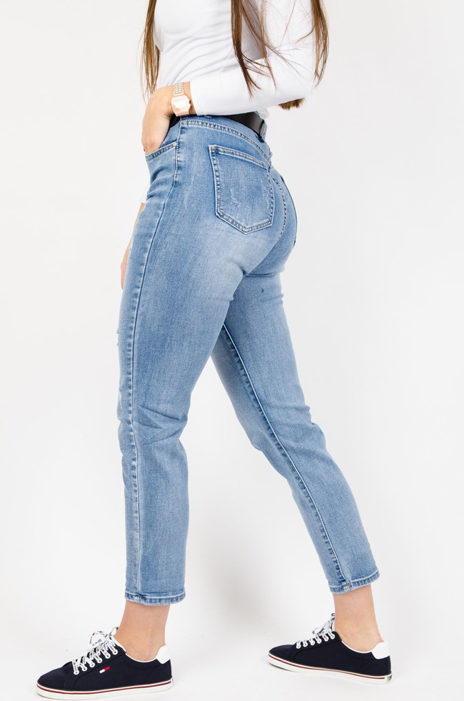 JASNE SPODNIE JEANSOWE TYPU RELAXED FIT - WYSOKI STAN 