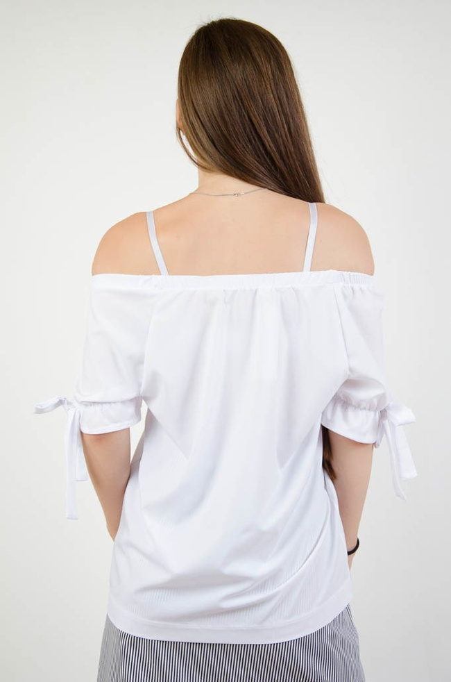 Biała bluzka z wiązaniem na rękawach