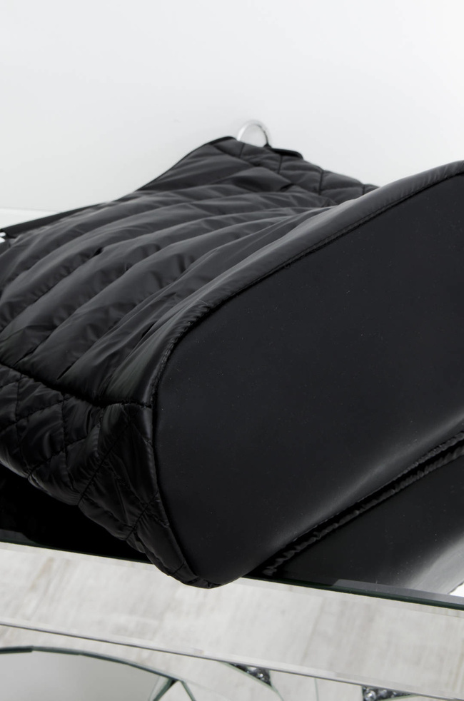 TORBA MATERIAŁOWA PIKOWANA CZARNA- SHOPPER
