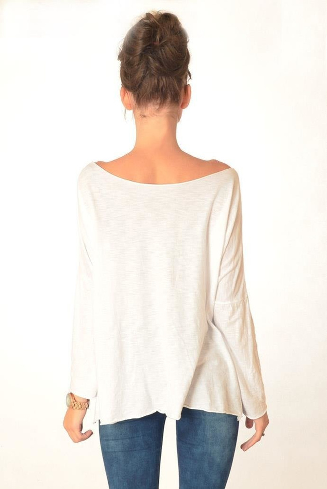 Biała bluzka z błyszczącym orłem