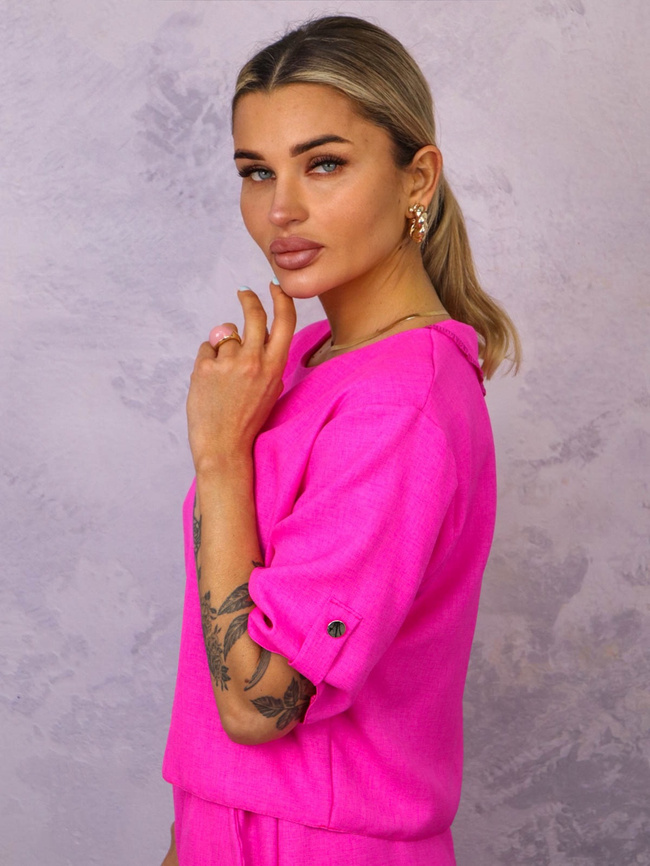 KOMPLET MATERIAŁOWY BLUZKA+ SPODNIE- RÓŻOWY