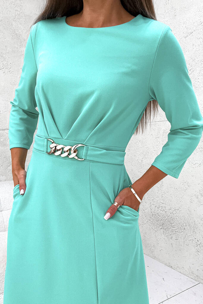 SUKIENKA MIDI Z ROZPORKIEM+ PASEK- ZIELONA