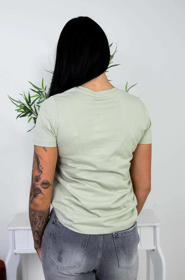 ZIELONY BAWEŁNIANY T-SHIRT W SZPIC Z SERDUSZKIEM