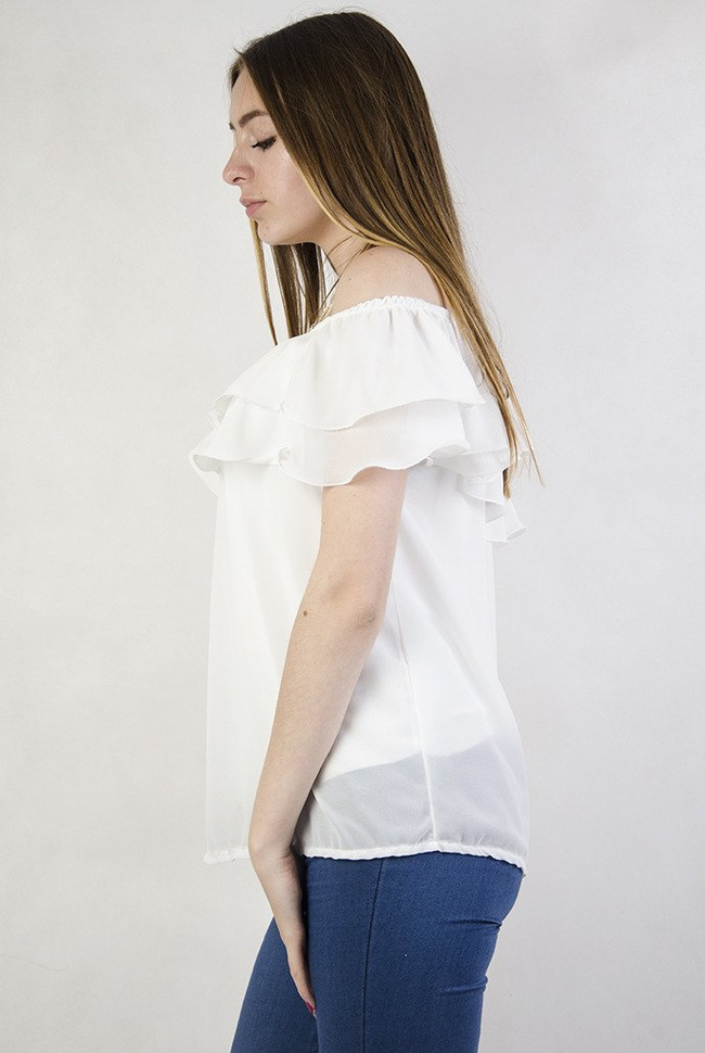 Biała bluzka z podwójną falbaną 
