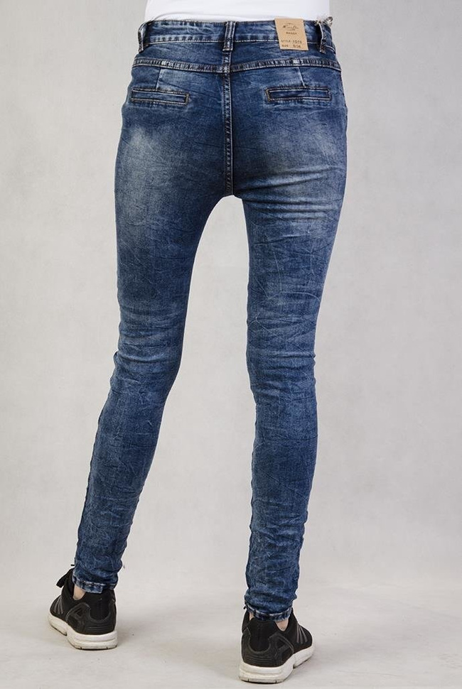 Spodnie jeansowe BAGGY z przetarciami i guzikami na skos