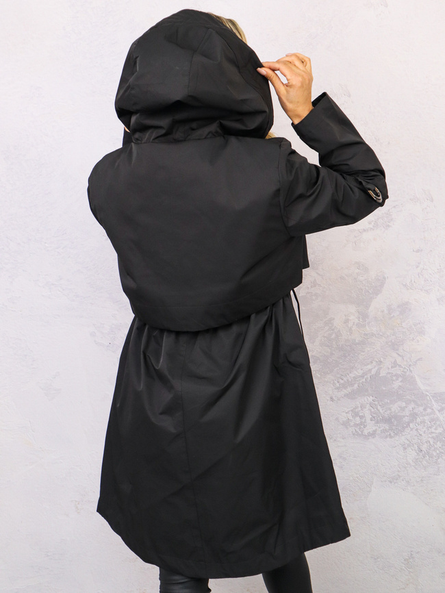CZARNA DŁUGA KURTKA PARKA PRZEJŚCIOWA