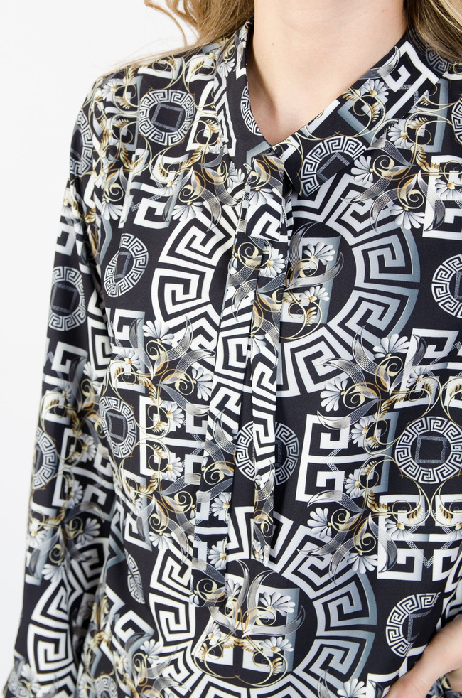 WZORZYSTA BLUZKA Z KOŁNIERZEM 