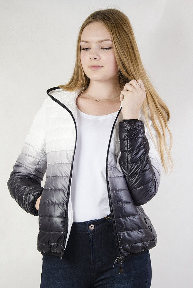 Kurtka pikowana biało-czarna