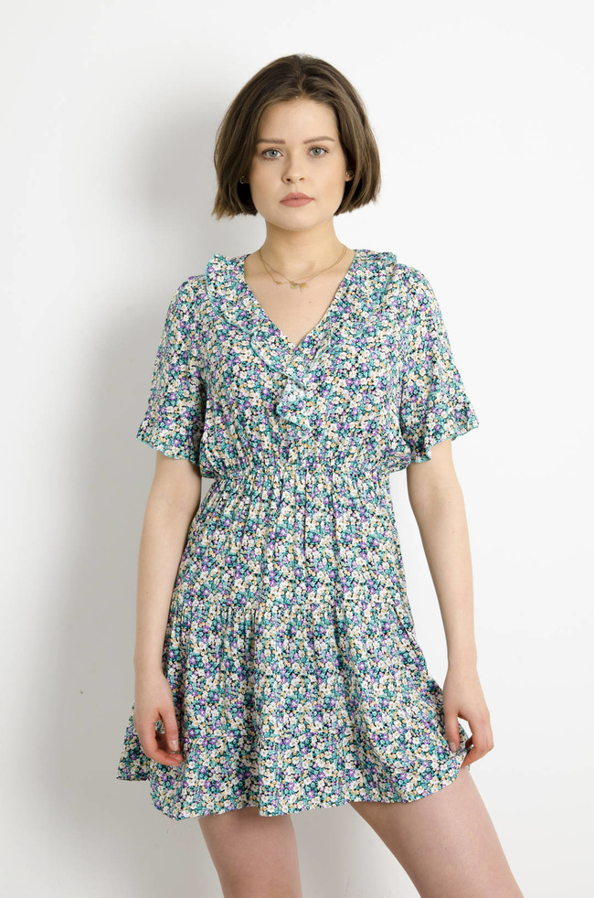 SUKIENKA MINI W KWIATY - FIOLETOWA