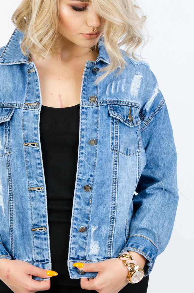 KURTKA JEANSOWA Z ROZCIĘCIAMI NA ŁOKCIACH