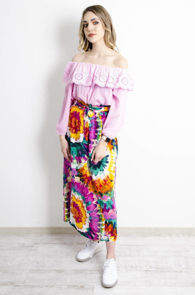 BLUZKA HISZPANKA Z KORONKĄ -RÓŻOWA