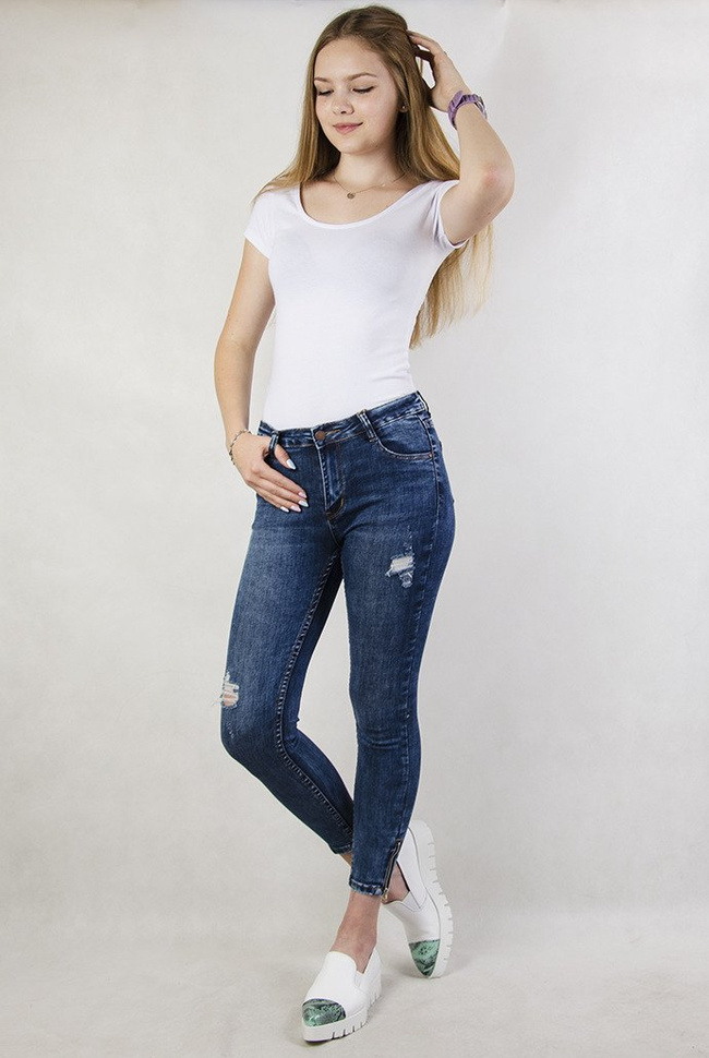 Spodnie jeansowe z zamkami przy nogawce