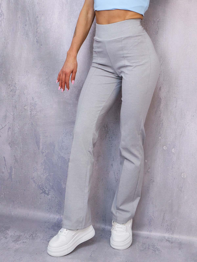 SPODNIE DZWONY FLARE Z PRZESZYCIEM- SZARE