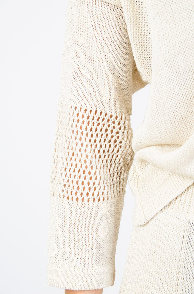 BEŻOWY AKRYLOWY KOMPLET SPODENKI + BLUZKA