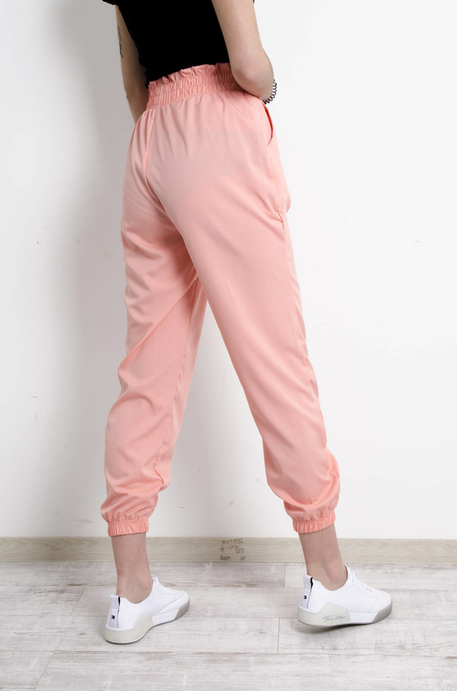 SPODNIE MATERIAŁOWE Z GUMĄ W PASIE- RÓŻOWE