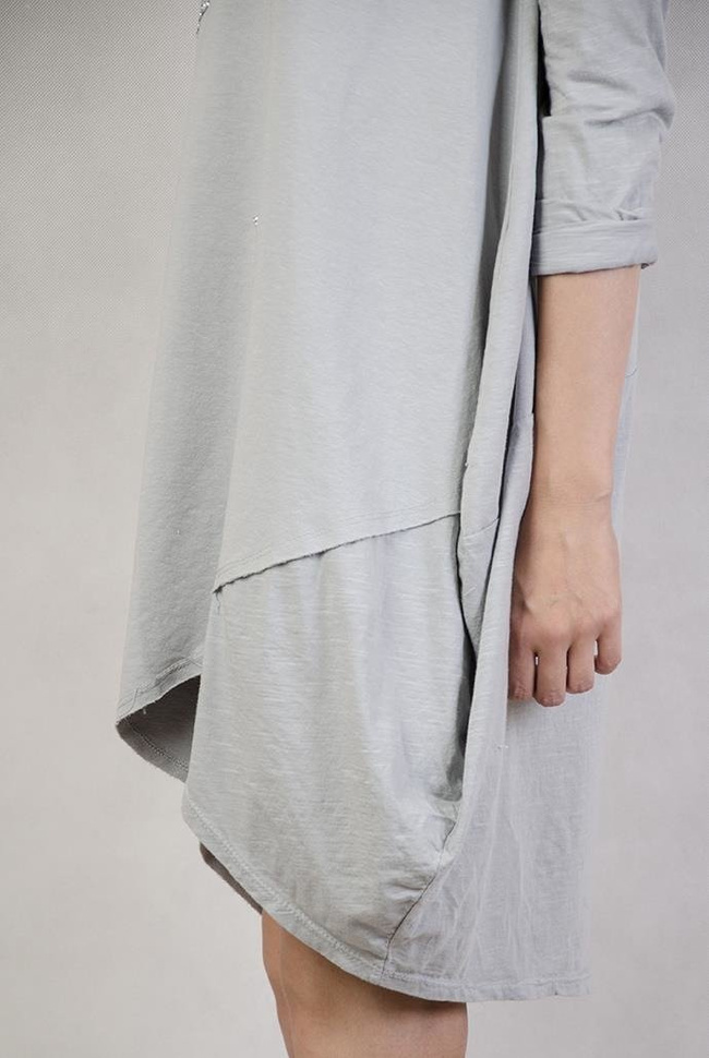 Asymetryczna tunika z gwiazdkami szara