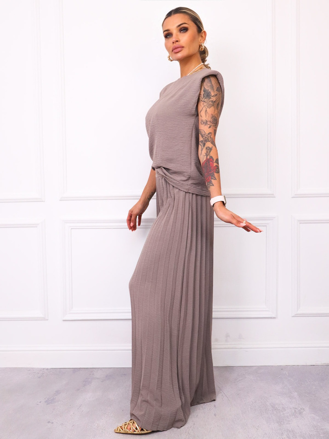 KOMPLET BLUZKA+ SZEROKIE PLISOWANE SPODNIE- FANGO