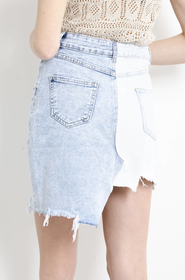 SPÓDNICA MINI JEANSOWA ASYMETRYCZNA