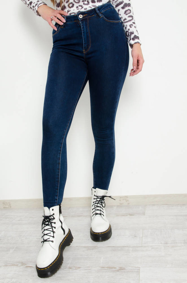 GRANATOWE SPODNIE JEGGINSY Z WYSOKIM STANEM