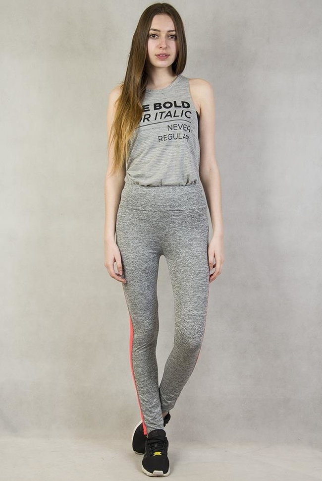 Jasnoszare dresy z pomarańczową wstawką