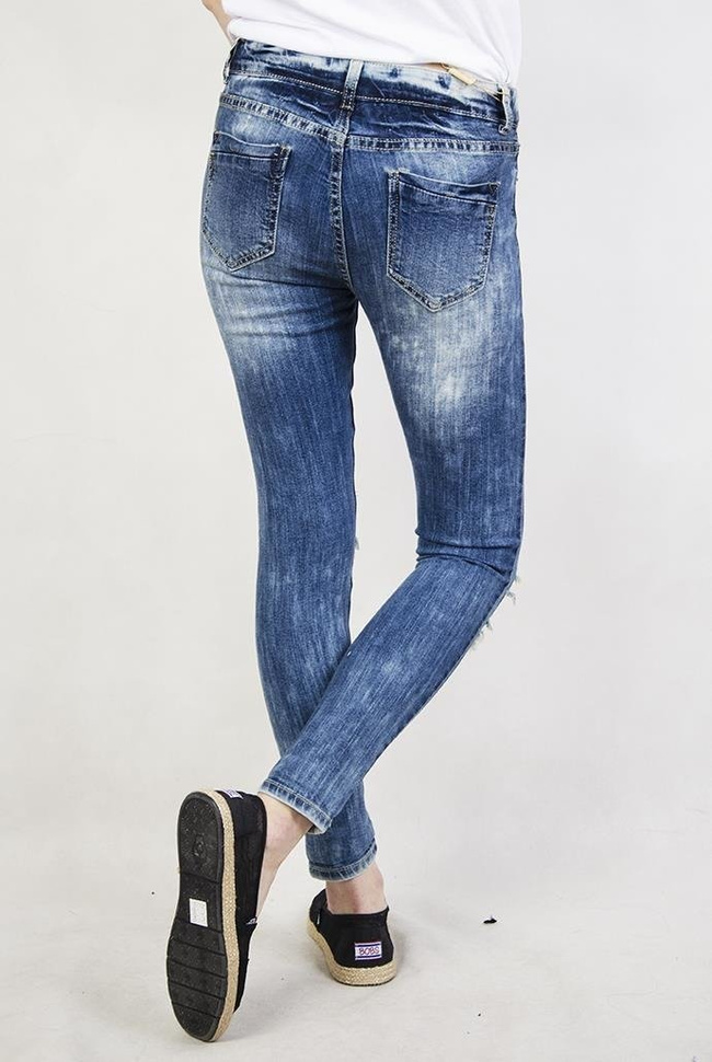 Spodnie jeansowe z wstawkami kabaretkami