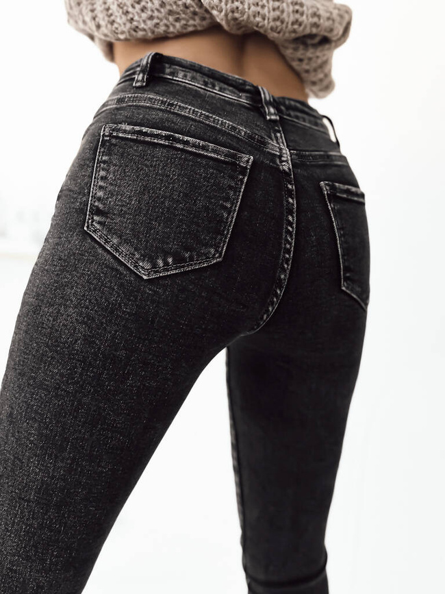 SPODNIE JEANSOWE SKINNY Z WYSOKIM STANEM- CZARNE