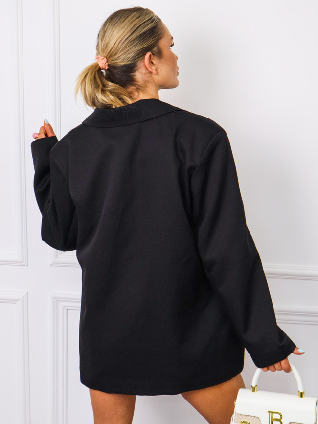 MARYNARKA OVERSIZE ZAPINANA NA GUZIKI- CZARNA