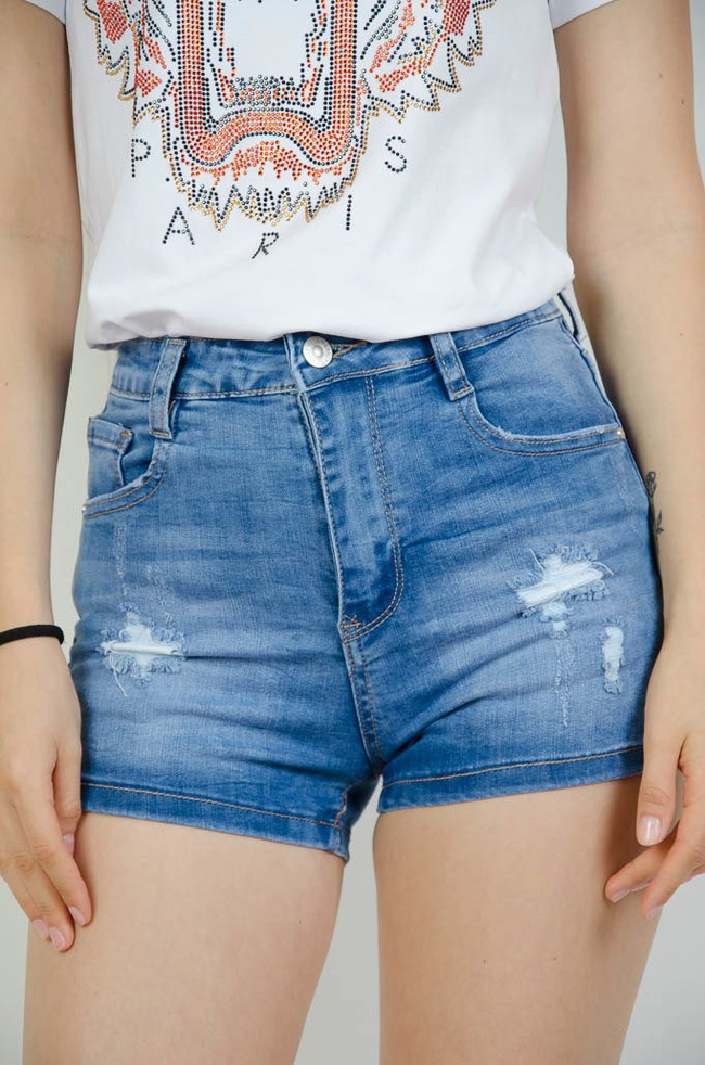 Szorty jeansowe  z wysokim stanem 