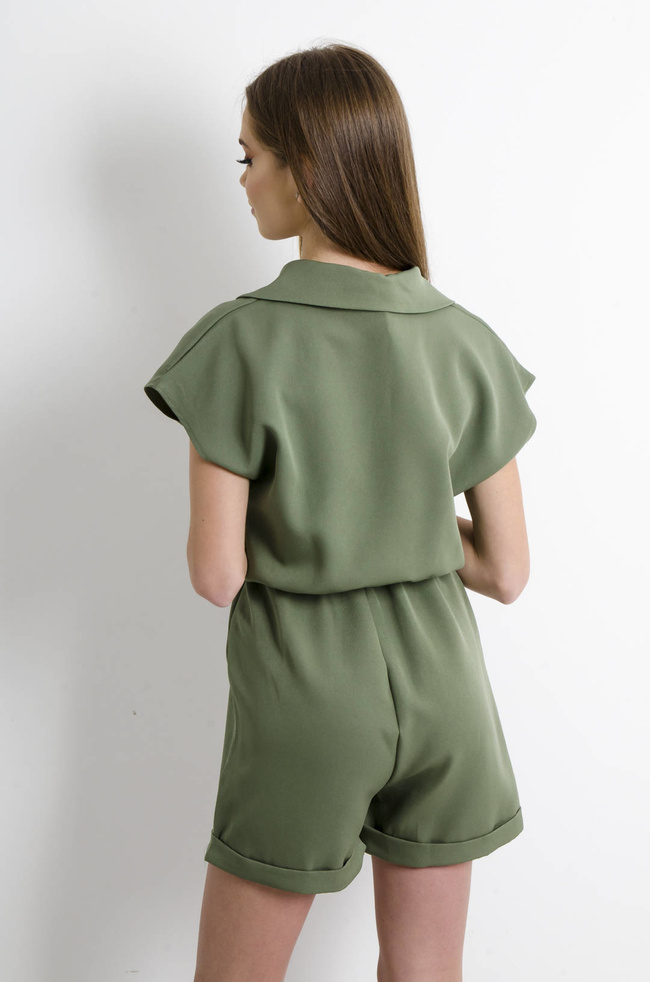 KOMBINEZON ELEGANCKI Z KOŁNIERZEM ZIELONY