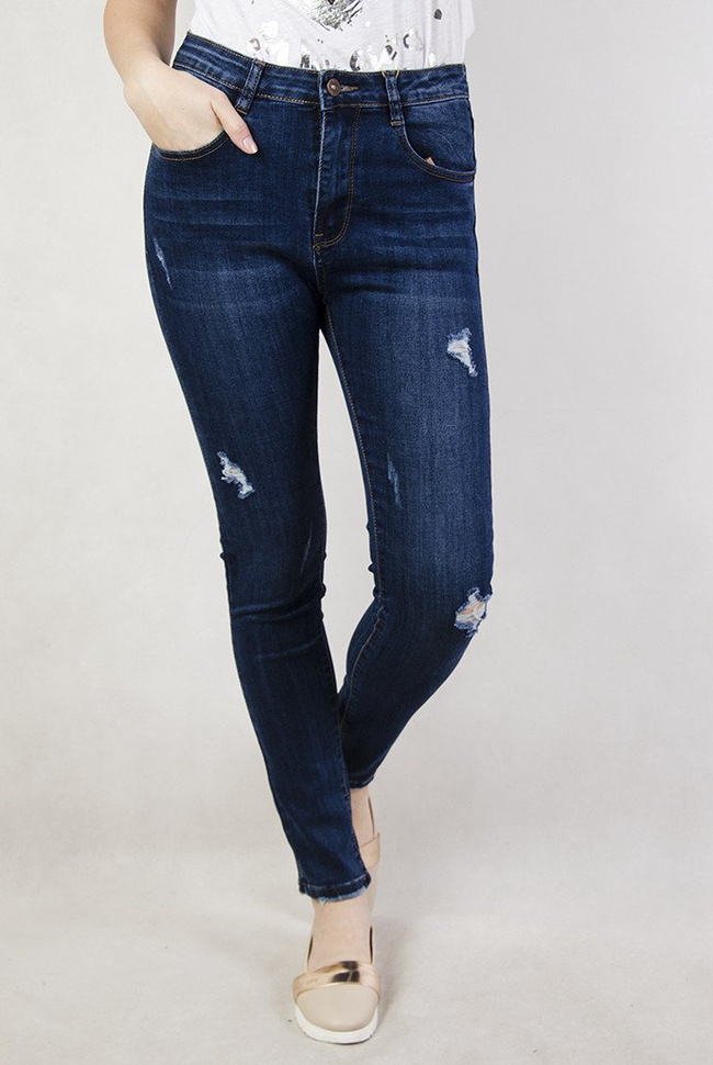 (Rozmiary L-XXXXL) Spodnie skinny jeans z przetarciami