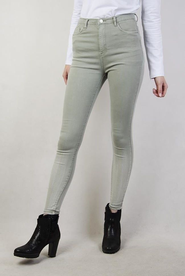 Jasnoszare spodnie skinny jeans, cieniowane