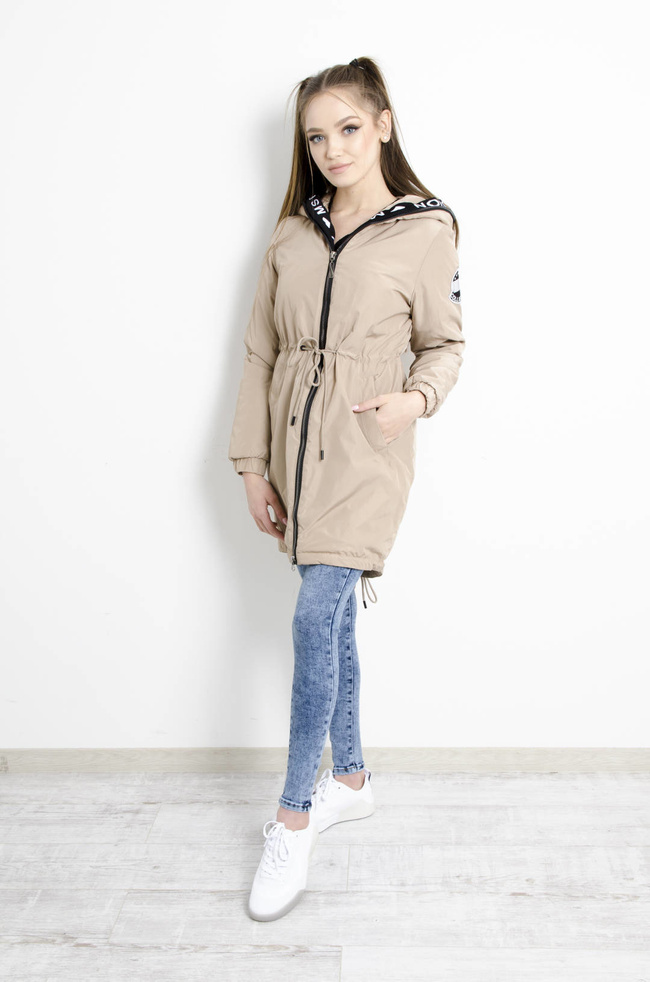 KURTKA PARKA Z KAPTUREM W KOLORZE BEŻOWYM