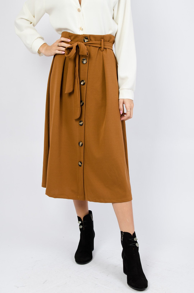 Brązowa plisowana spódnica midi