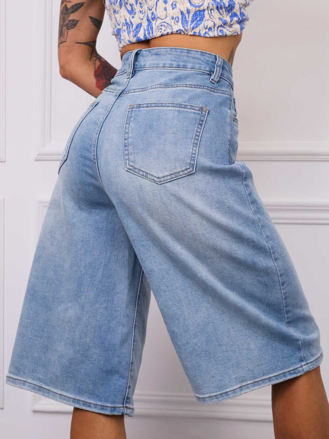 SZORTY JEANSOWE BERMUDY Z WYSOKIM STANEM