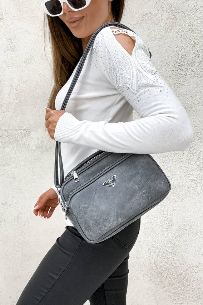 TOREBKA KUFEREK Z KIESZONKAMI NA ZAMEK- SZARA