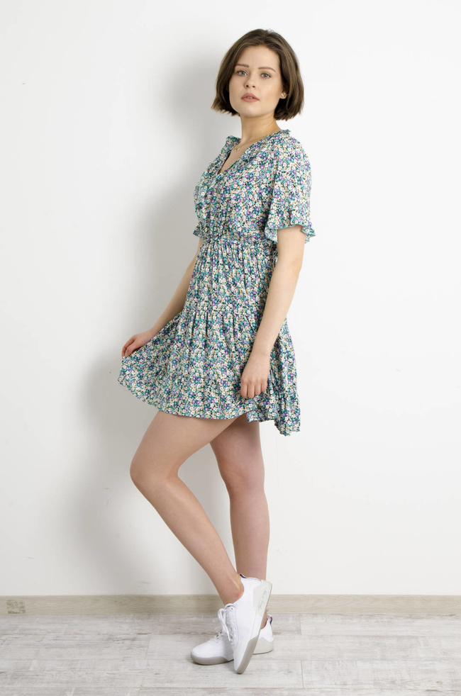 SUKIENKA MINI W KWIATY - FIOLETOWA