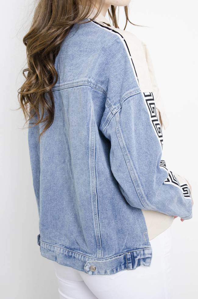 KURTKA BEŻOWA Z ŁĄCZONYCH MATERIAŁÓW