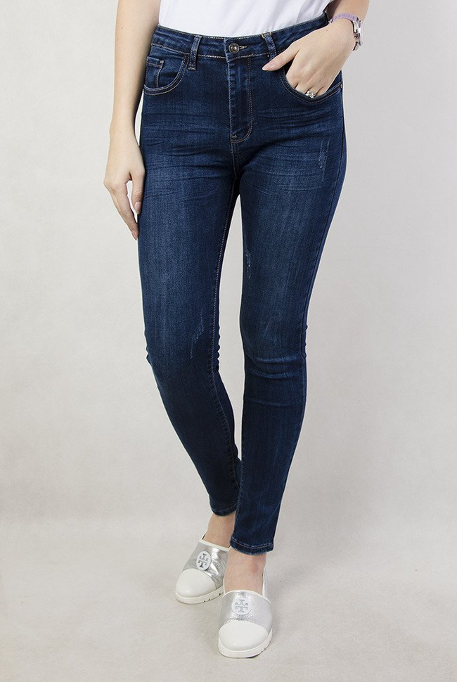 (Rozmiary L-XXXXL) Spodnie jeansowe z wysokim stanem